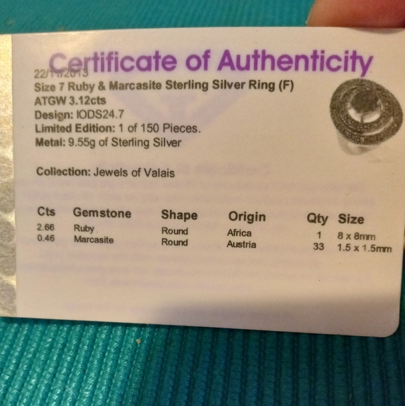 RED RUBY RING WITH MARCASITE . - Picture 7 of 7